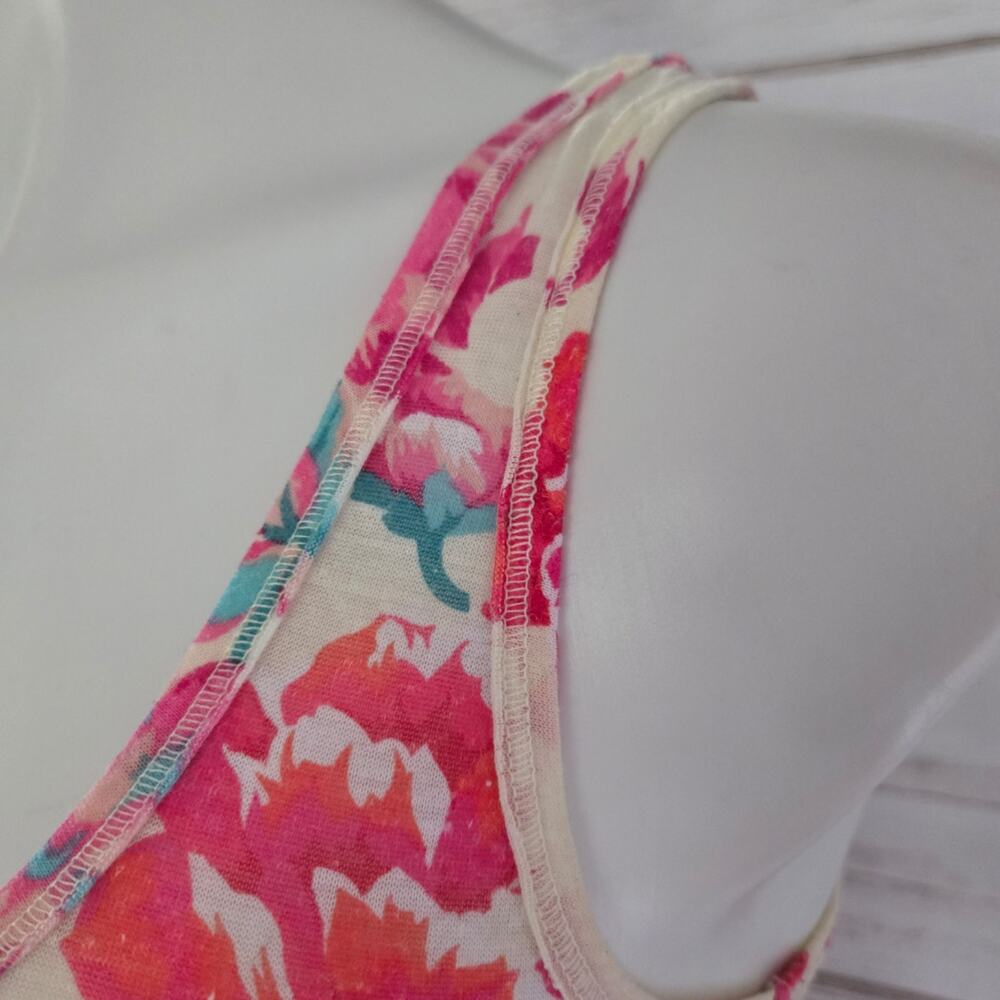 American Eagle Outfitters Cream Floral Tank Top with Ruffle Trim sz sz XS - Picture 3 of 6